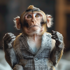 Pensive Monkey in Suit: A Thoughtful Portrait