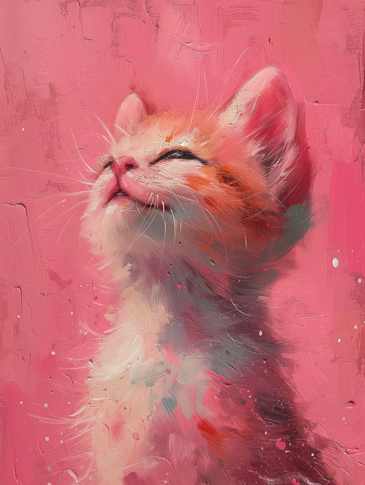 Pastel Pink Cat: Soft and Soothing Art